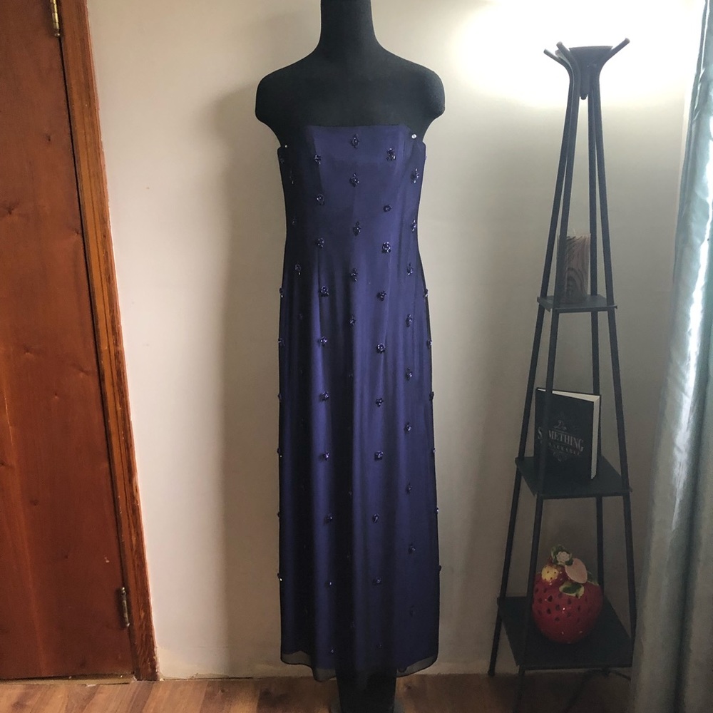 Lapel Strapless Evening Gown